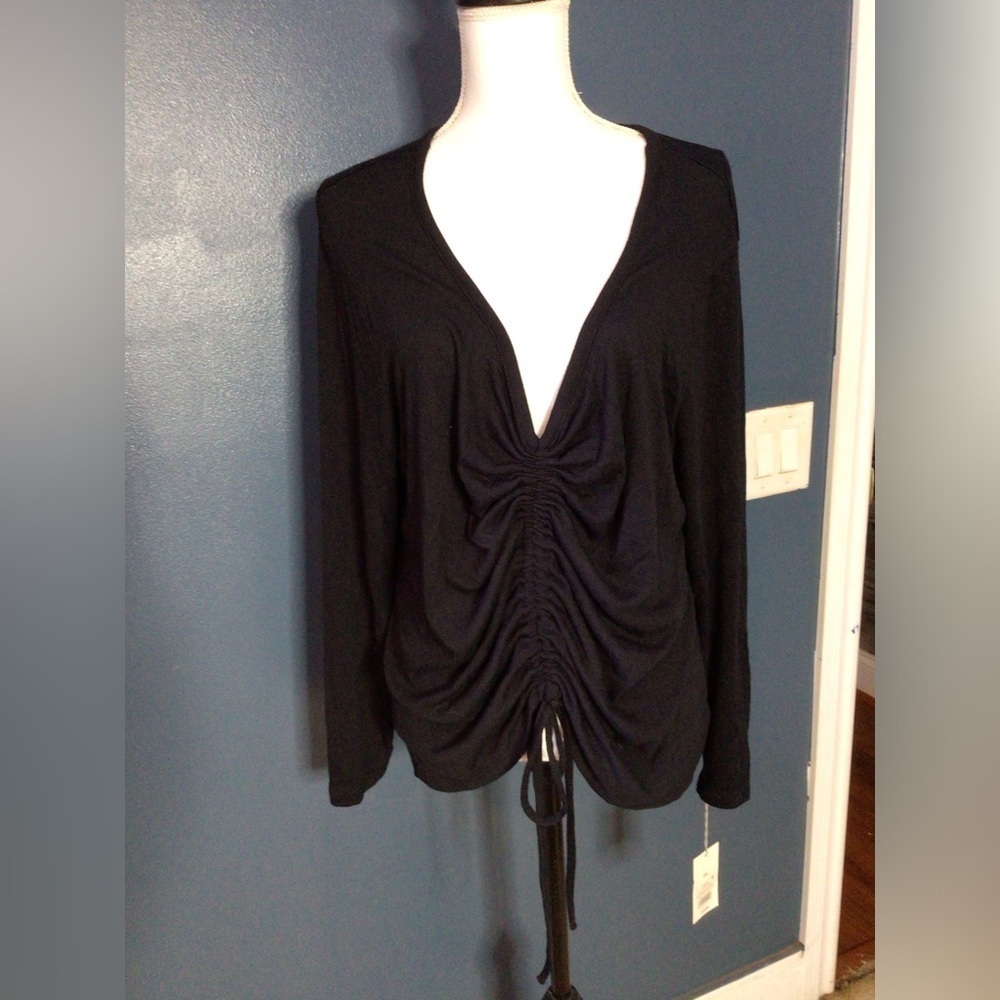 a new day Dark Brown V-Neck Dolman Sleeve Blouse xxl.   (0082)